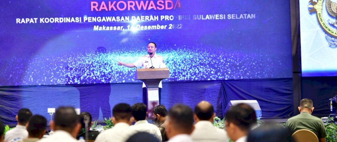 Gubernur Sulsel, Andi Sudirman Sulaiman, membuka secara resmi Rapat Koordinasi Pengawasan Daerah (Rakorwasda) Provinsi Sulsel tahun 2022, di Hotel Claro Makassar, Rabu, 14 Desember 2022.