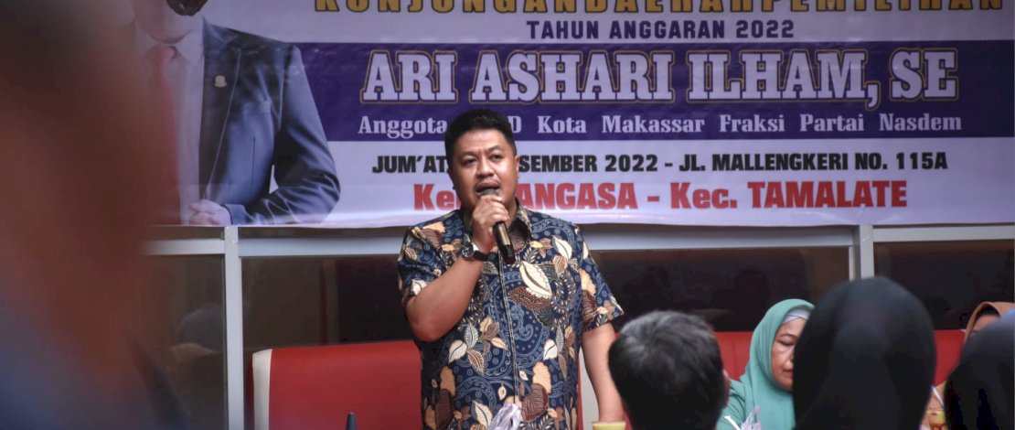 Anggota DPRD Makassar, Ari Ashari Ilham, melakukan Kunjungan Daerah Pemilihan (Kundapil), Jumat, 23 Desember 2022. Anggota DPRD Makassar, Ari Ashari Ilham, melakukan Kunjungan Daerah Pemilihan (Kundapil), Jumat, 23 Desember 2022.