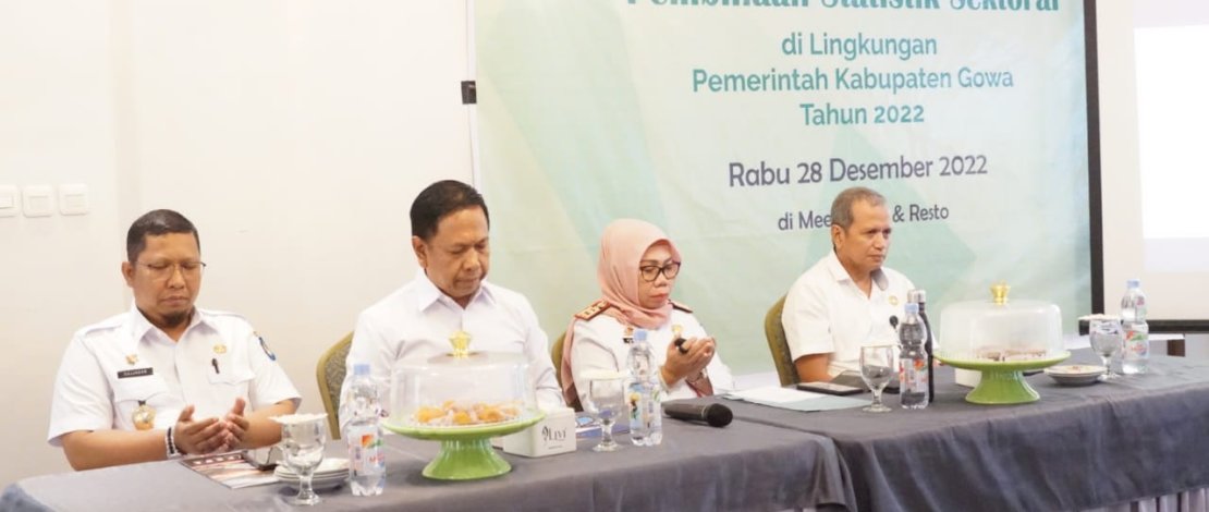 Pembinaan dan Pelatihan Tim Penilai Internal (TPI) Penyelenggaraan Statistik Sektoral di Lingkungan Pemerintah Kabupaten Gowa, di Meelo Cafe and Resto Samata, Rabu, 28 Desember 2022.
