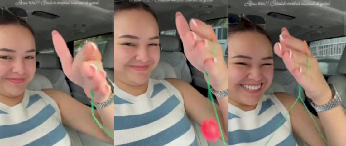 ekspresi Amanda saat memainkan Lato-lato.