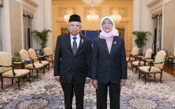 Bertemu Presiden Singapura, Wapres Ma'ruf Amin Minta Investasi di Industri Halal