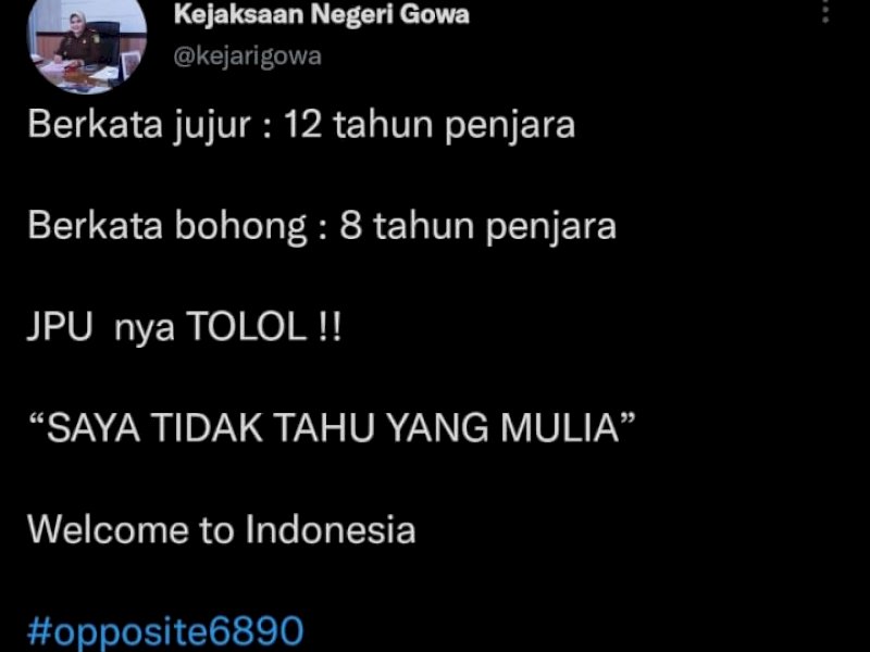 Jaksa Buru Peretas Twitter Kejari Gowa yang Cuit Tuntutan Bharada E