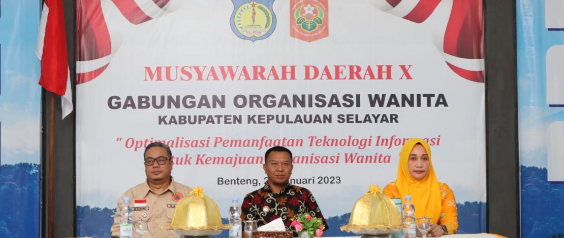 Bupati Selayar, Basli Ali, membuka Musyawarah Daerah (Musda) X, Gabungan Organisasi Wanita (GOW) Kabupaten Kepulauan Selayar, di Sekretariat PKK, Jumat, 27 Januari 2023.