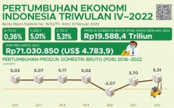 Tahun 2022, Ekonomi Indonesia Tumbuh 5,31 Persen