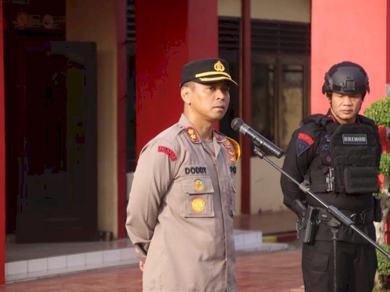 Brimob Bone Gelar Apel Kesiapsiagaan, Seluruh Senjata Digelar