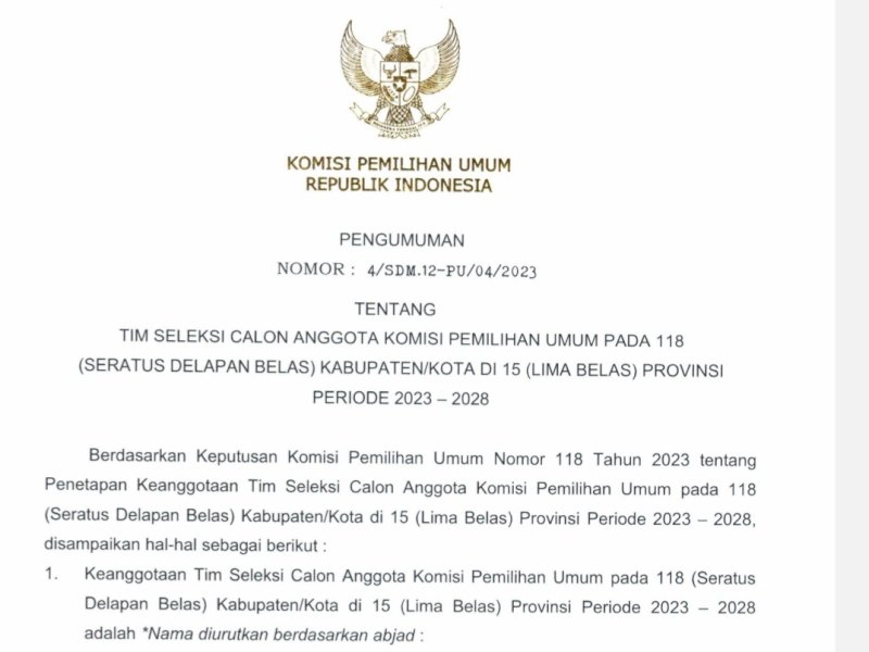 Ini Daftar Timsel KPU Sebelas Kabupaten di Sulsel