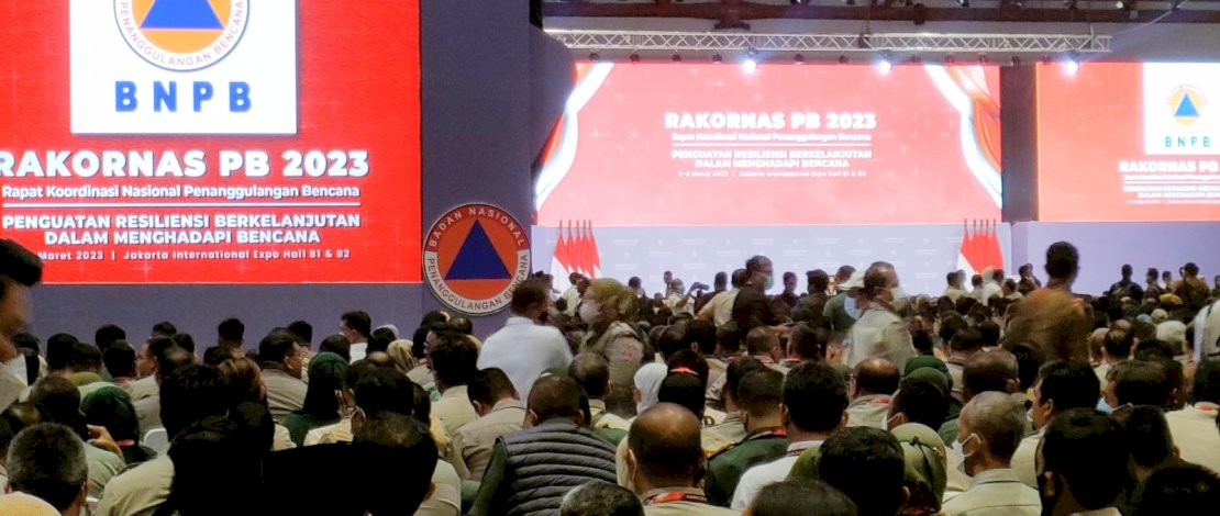 Rakornas penanggulangan bencana yang dibuka oleh Presiden Joko Widodo&nbsp;di Jakarta Internasional Expo, Kamis, 2 Maret 2023.