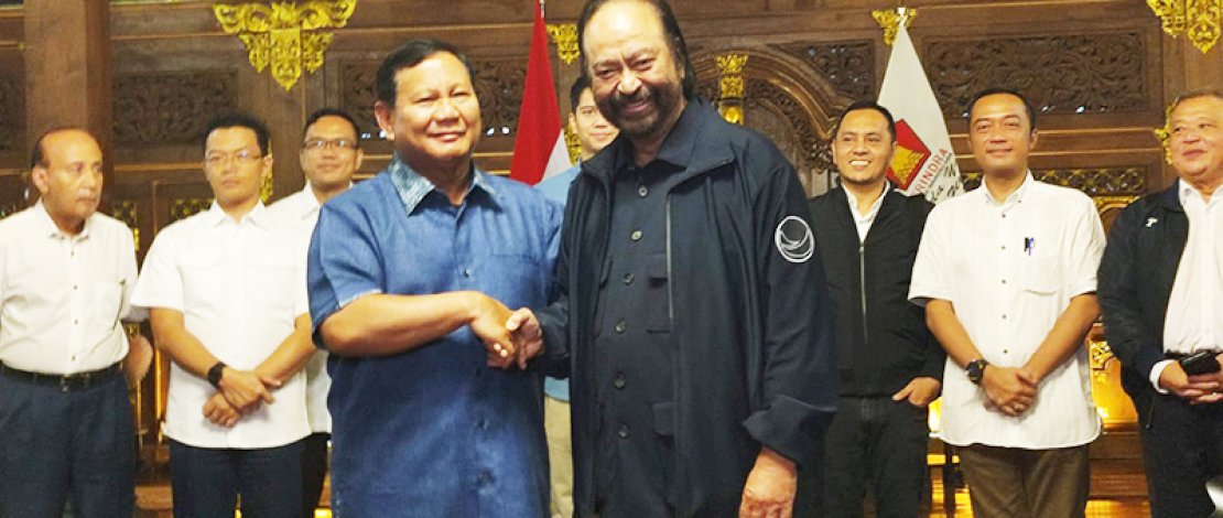 Ketua Umum Partai Nasdem, Surya Paloh, menemui Prabowo Subianto, di Padepokan Garuda Yaksa Hambalang, Bojong Koneng, Babakan Madang, Kabupaten Bogor, Jawa Barat, Minggu, 5 Maret 2023. Ketua Umum Partai Nasdem, Surya Paloh, menemui Prabowo Subianto, di Padepokan Garuda Yaksa Hambalang, Bojong Koneng, Babakan Madang, Kabupaten Bogor, Jawa Barat, Minggu, 5 Maret 2023.
