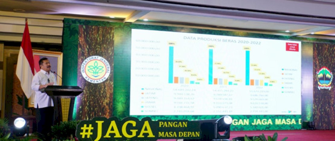 Inspektur Jenderal Kementan Jan S Maringka pada Rapat Koordinasi Pengawasan (Rakorwas) Bidang Ketahanan Pangan Provinsi Jawa Tengah  yang diselenggarakan di Gedung Gradhika Bakti Praja, Semarang, pada Kamis, 23 Februari 2023.