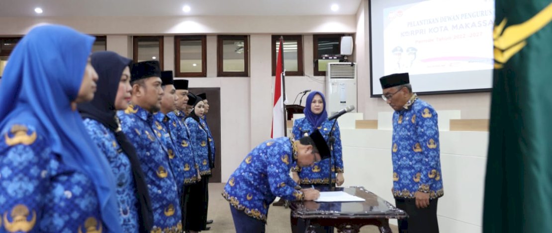 Pelantikan Dewan Pengurus Korpri Kota Makassar Masa Bakti 2022-2027, di Ruang Sipakatau, Jumat, 31 Maret 2023.