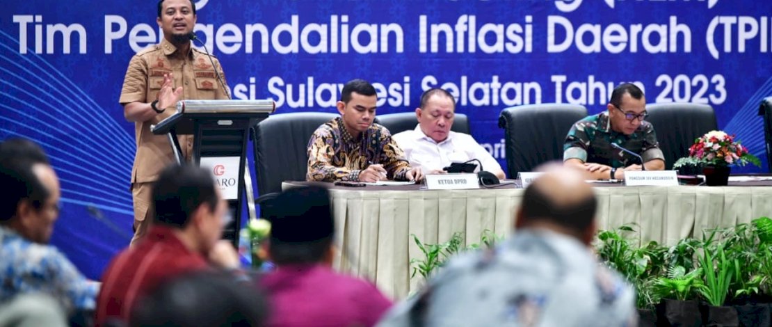 High Level Meeting (HLM) Tim Pengendalian Inflasi Daerah (TPID) Provinsi Sulsel Tahun 2023, di Hotel Claro Makassar, Selasa, 4 April 2023.