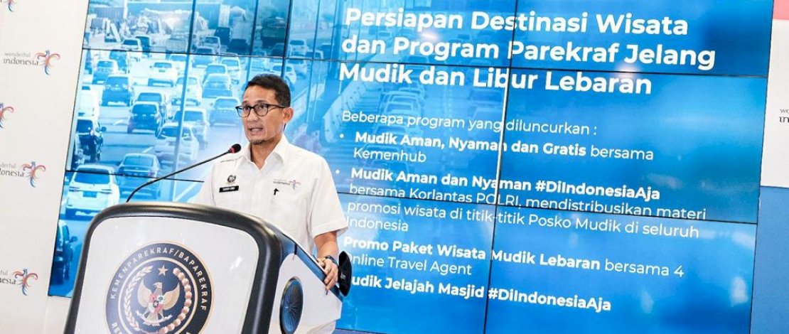 Menparekraf Sandiaga Uno saat The Weekly Brief With Sandi Uno di Jakarta, Senin, 10 April 2023.