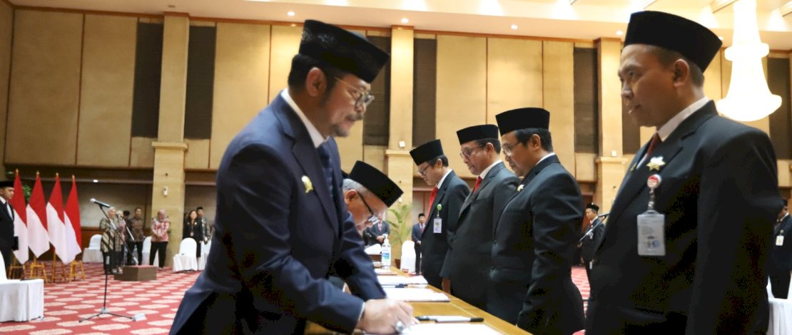 Mentan SYL saat melantik pejabat Eselon II, di Kantor Pusat Kementan, Jumat, 14 April 2023.
