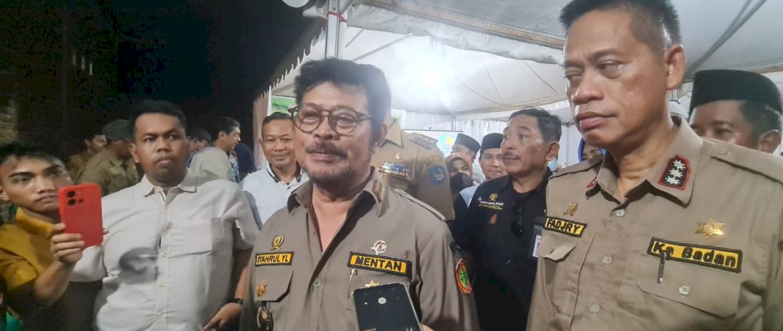 Mentan SYL usai menggelar pertemuan dengan penyuluh pertanian di Kabupaten Gowa, Sulawesi Selatan, Selasa, 18 April 2023.