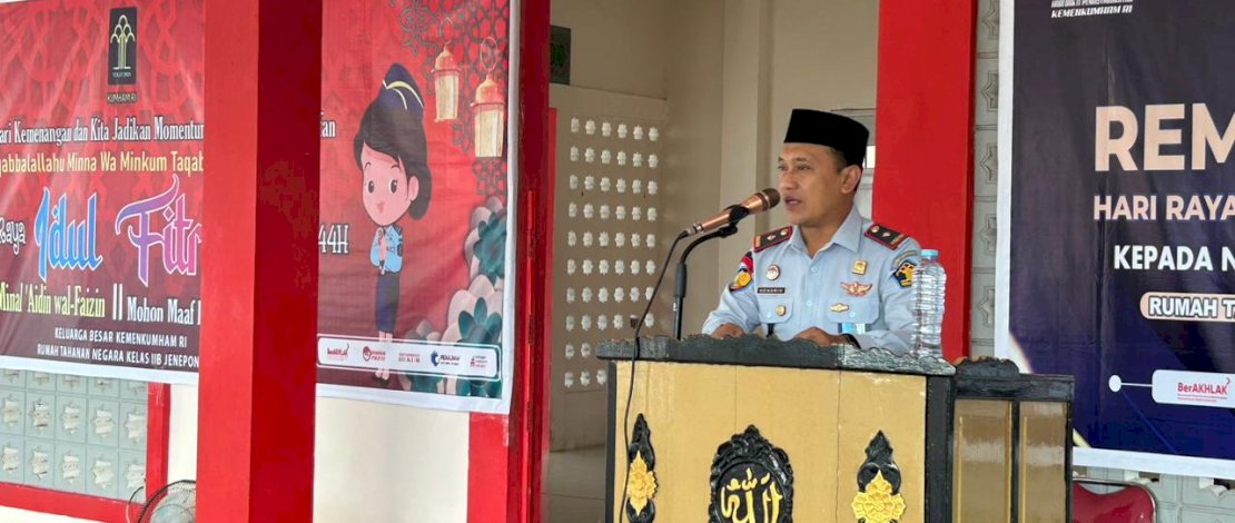 Rumah Tahanan Negara Kelas IIB Jeneponto, Kanwil Kemenkumham melaksanakan Salat Ied di Mesjid Al Hijrah Rutan Kelas IIB Jeneponto, Sabtu, 22 April 2023.