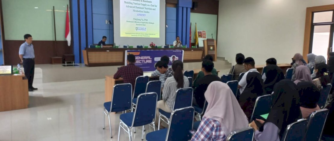 Fakultas Peternakan Unhas menggelar kuliah umum, Kamis, 4 Mei 2023, dengan menghadirkan Prof Peqiang Yu dari Universitas Saskatchewan.