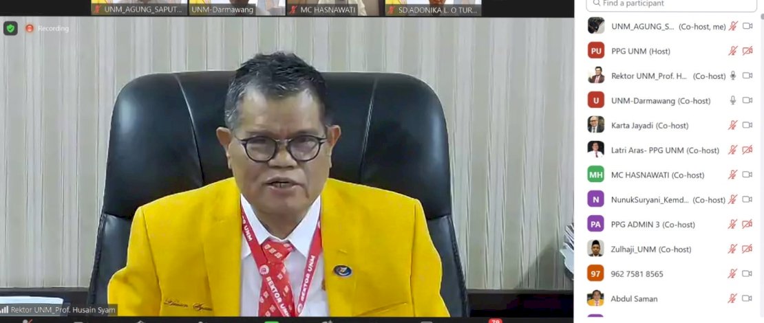 Tangkapan layar Rektor UNM saat orientasi PPG Dalam Jabatan Tangkapan layar Rektor UNM saat orientasi PPG Dalam Jabatan