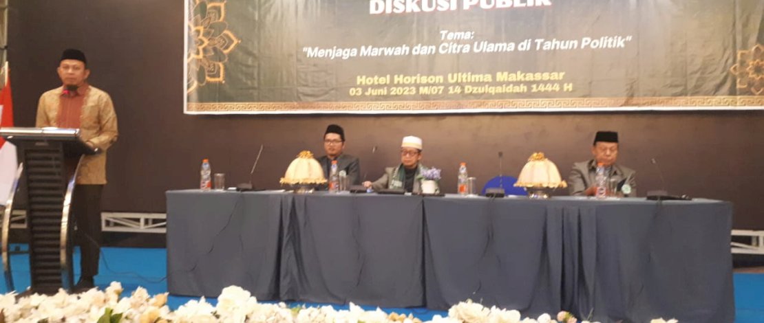 Diskusi Publik Menjaga Marwah dan Citra Ulama di Tahun Politik, yang berlangsung di Hotel Horison Ultima Makassar, Sabtu, 3 Juni 2023. 