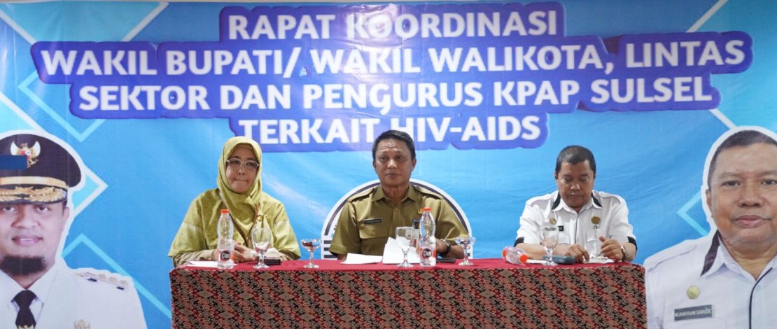 Rapat Koordinasi Wakil Bupati/Wakil Wali Kota, Lintas Sektor, dan Pengurus Komisi Penanggulangan HIV Provinsi (KPAP) Sulsel Terkait HIV-AIDS, di Hotel Swiss-Belin, Makassar, Senin, 5 Juni 2023.