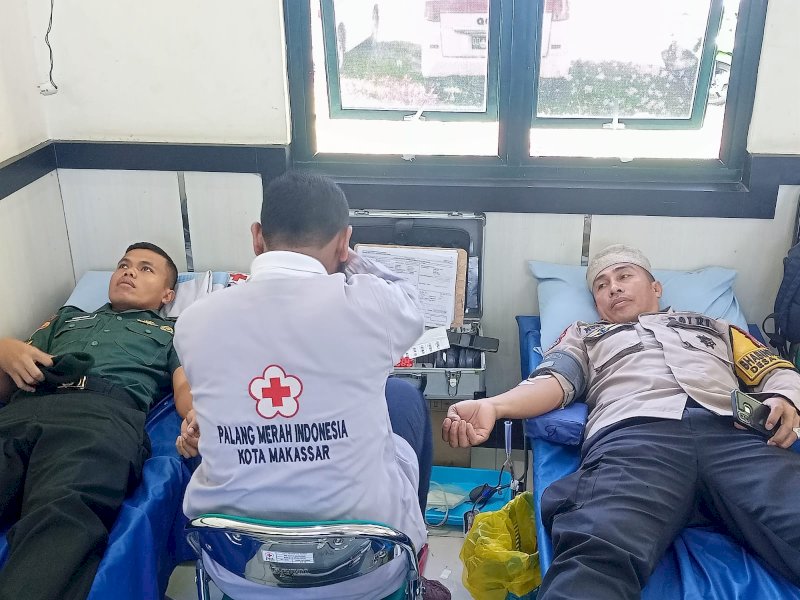 Meriahkan HUT Polisi Militer Ke 77, Personel Polres Gowa ikut Donor Darah