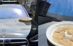 Mobil Mewah Mercy Dijadikan Tempat Jemur Kerupuk, Netizen: Serbaguna Class