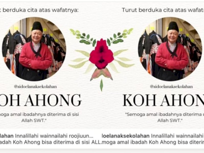 Koh Ahong, Pemeran 'Si Doel Anak Sekolahan' Meninggal Dunia
