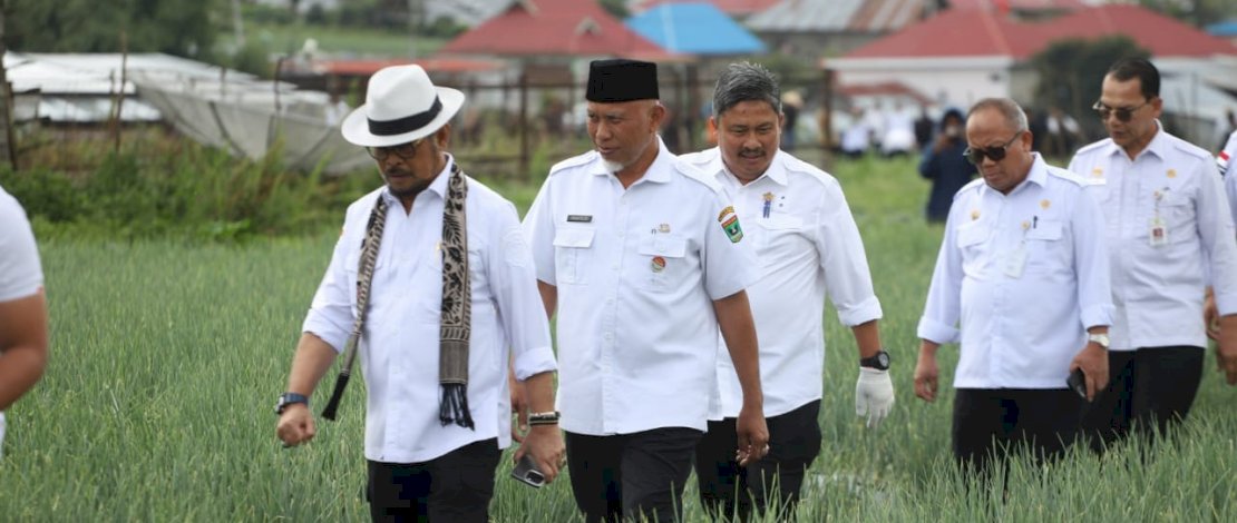 Mentan SYL pada acara panen bawang di Desa Sungai Nanam, Kecamatan Lembah Gumanti, Kabupaten Solok, Rabu, 14 Juni 2023.