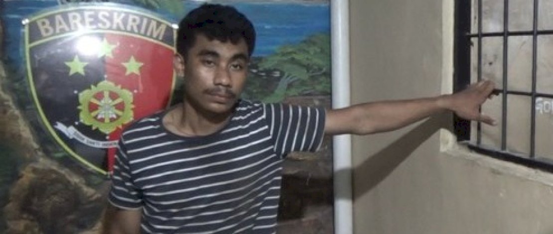 Exel, pelaku penganiayaan diamankan polisi.