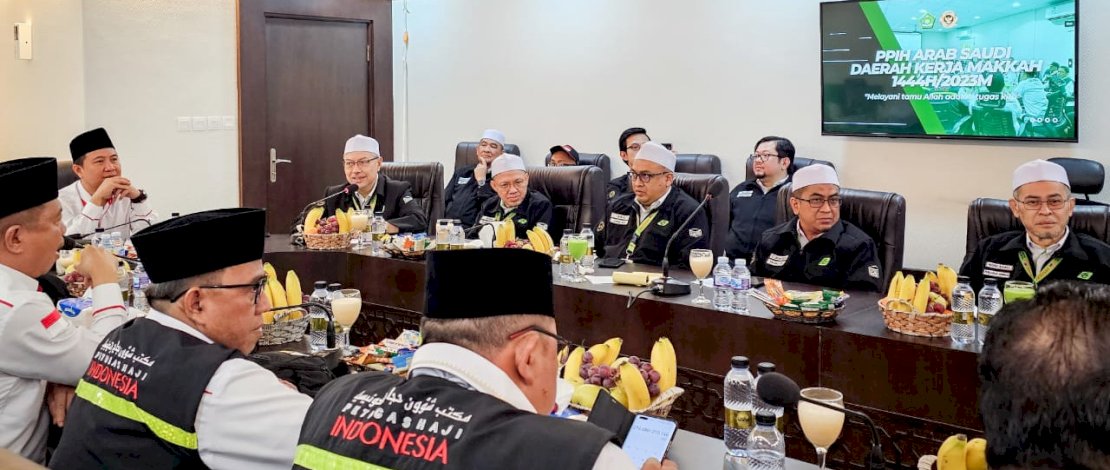 Direktur Eksekutif Tabung Haji Malaysia Dato Sri Syed Saleh 
 berkunjung ke Kantor Petugas Penyelenggara Ibadah Haji (PPIH) Arab Saudi Daerah Kerja (Daker) Makkah di Syisyah, Sabtu (8/7/2023).