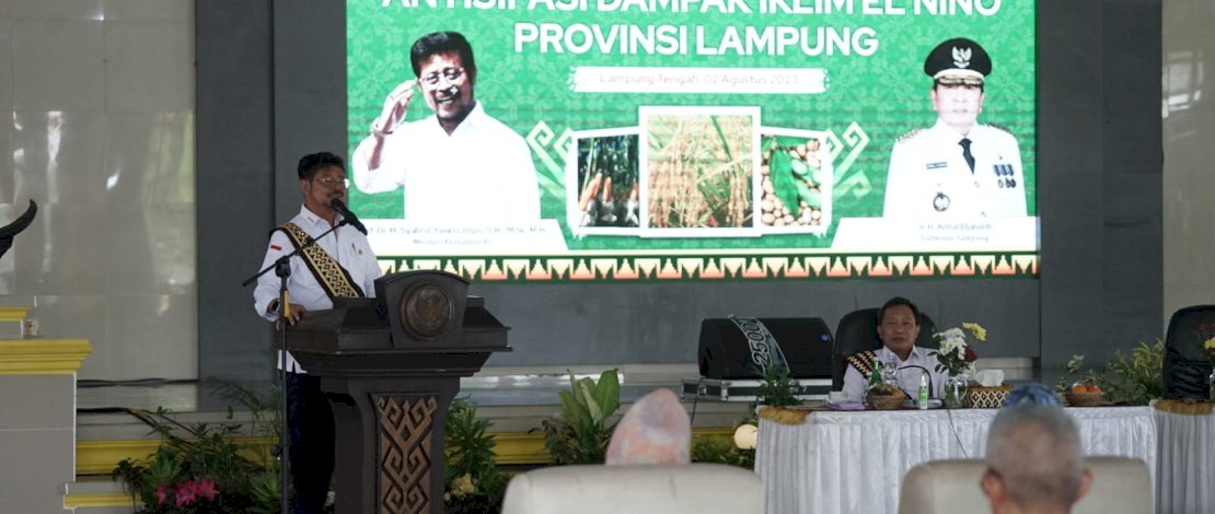 Mentan SYL dalam Rapat Koordinasi Antisipasi Dampak Iklim El Nino Provinsi Lampung, Rabu, 2 Agustus 2023. Mentan SYL dalam Rapat Koordinasi Antisipasi Dampak Iklim El Nino Provinsi Lampung, Rabu, 2 Agustus 2023.