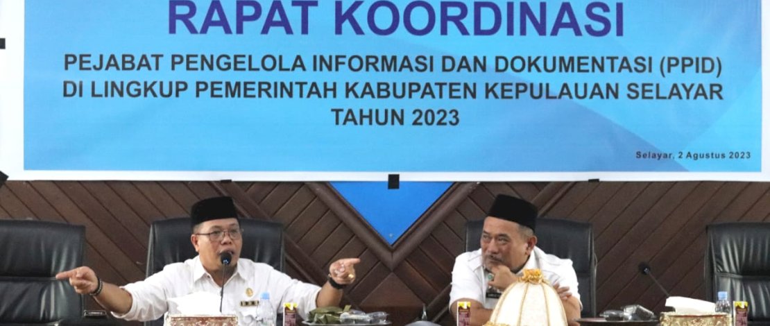 Rapat Koordinasi dan Evaluasi PPID, di Ruang Rapat Pimpinan Kantor Bupati, Rabu, 2 Agustus 2023.
