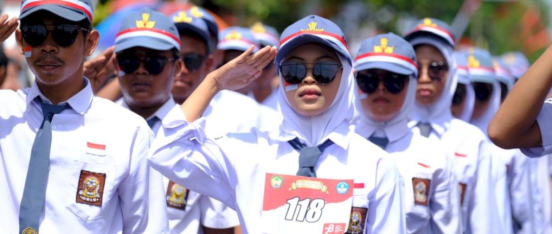127 Tim Ramaikan Lomba Gerak Jalan Pelajar HUT Ke-78 RI di Kabupaten Gowa