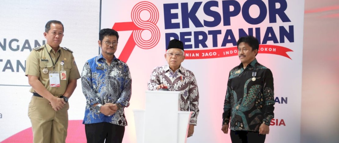 Wakil Presiden RI, KH Maruf Amin melepas ekspor komoditas pertanian ke 176 negara dengan nilai transaksi sebesar Rp12,45 triliun. Wakil Presiden RI, KH Maruf Amin melepas ekspor komoditas pertanian ke 176 negara dengan nilai transaksi sebesar Rp12,45 triliun.