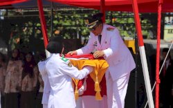 Bupati Basli Ali Inspektur Upacara Peringatan Detik-detik Proklamasi Kemerdekaan RI