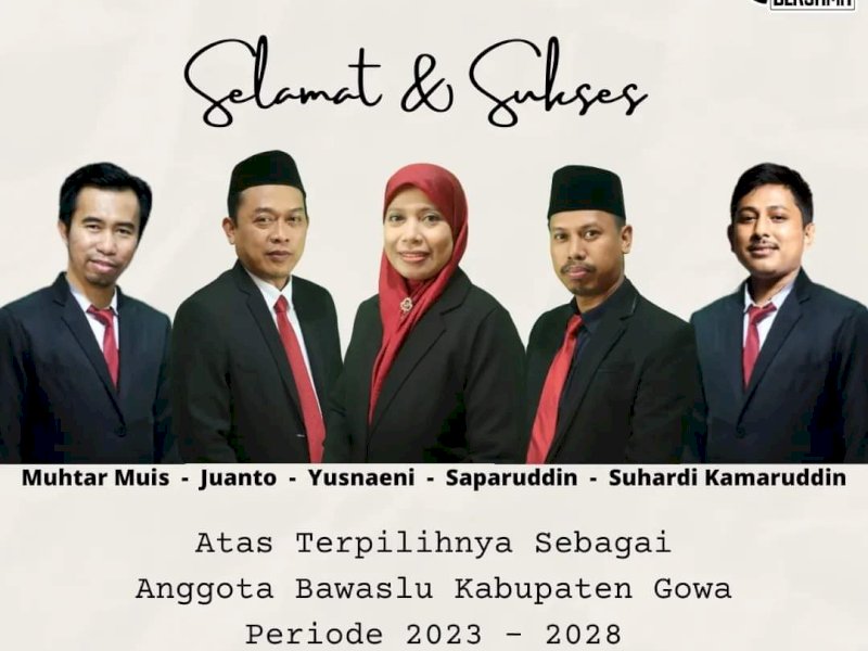 Selamat, Ini Lima Komisioner Bawaslu Gowa Periode 2023-2028