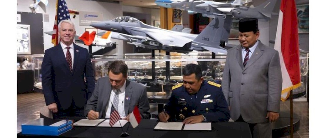 Penandatangan MoU pembelian pesawat tempur F-15EX dari Amerika oleh Menhan Prabowo
