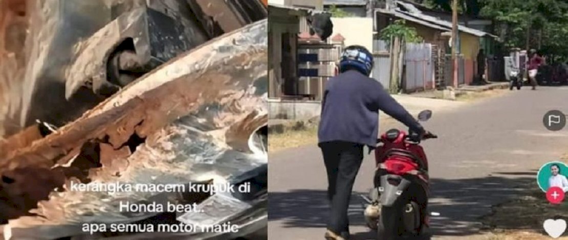 Viral di Sosmed,  curahan hati salah satu pengguna motor Honda Beat yang rangka motornya patah (dok :@asiaroadracing-Instagram)