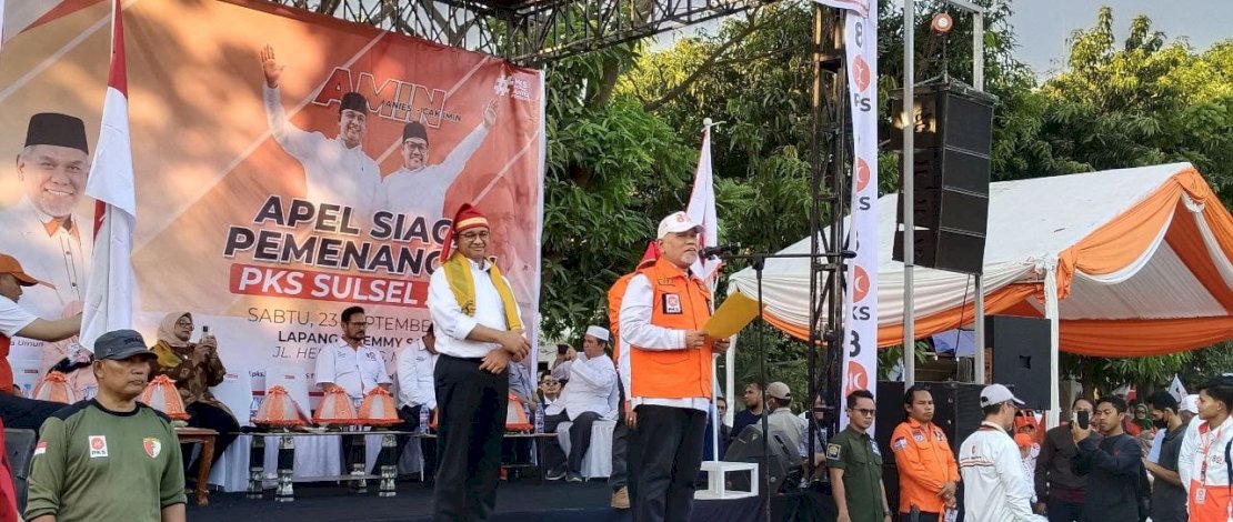 Apel siaga pemenangan PKS Sulsel di lapangan Emmy Saelan Hertasning, Makassar, Sabtu 23 September 2023