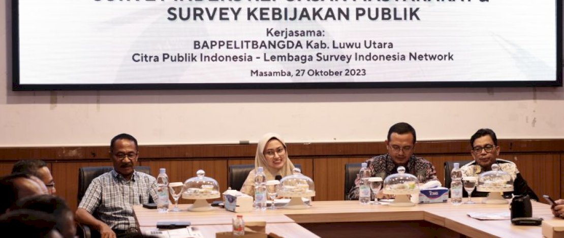 Seminar akhir laporan survei IKM Kabupaten Luwu Utara yang berlangsung di Ruang Command Center, Kantor Bupati Luwu Utara.