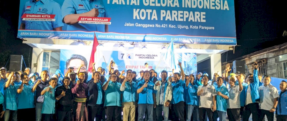 Pengurus DPC dan PAC se Kota Parepare dilantik bertepatan dengan ulang tahun ke-4 Partai Gelora Indonesia.