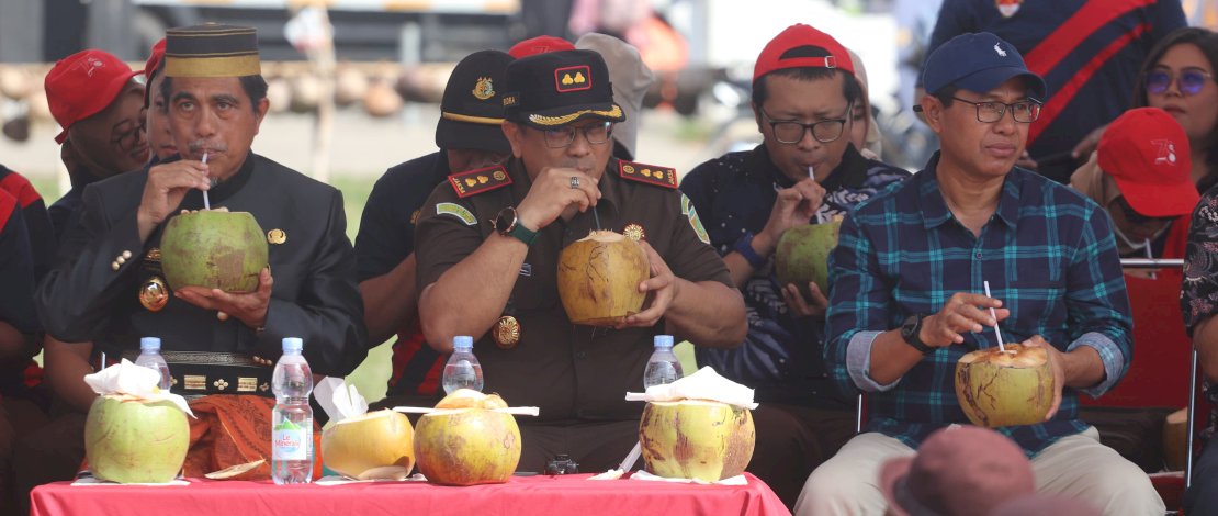 Pemerintah Kabupaten Kepulauan Selayar bekerjasama dengan Kemendikbudristek menggelar giat Minum Air Kelapa, di Lapangan Pemuda Benteng, Rabu, 29 November 2023.