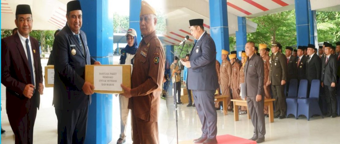 Upacara Peringatan Hari Pahlawan 2023, Bupati Maros Serahkan Bantuan Sembako ke Para Veteran Pejuang