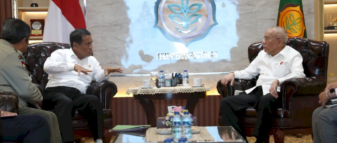 Menteri Pertanian (Mentan) Andi Amran Sulaiman menerima kunjungan Stafsus Kemenko Bidang Kemaritiman dan Investasi Lambock V Nahattands, guna membahas kelanjutan pengembagan Food Estate di Humbang Hasundutan (Humbahas).