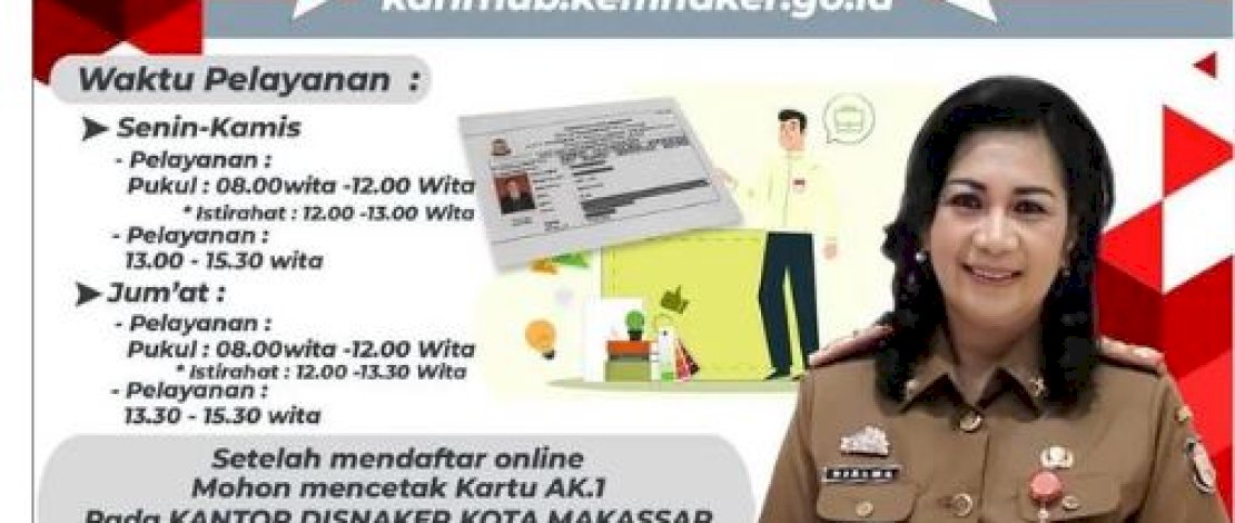 Jadwal Pelayanan Penerbitan Kartu AK1 di Disnaker Makassar