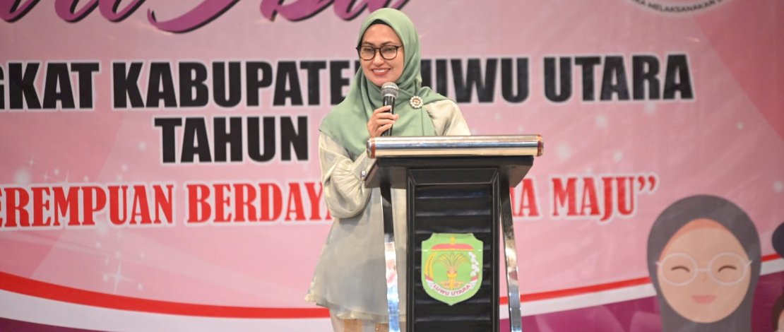 Bupati Luwu Utara, Indah Putri Indriani, membuka acara puncak peringatan Hari Ibu ke-95 Tingkat Kabupaten Luwu Utara, di Aula Lagaligo Kantor Bupati, Jumat, 22 Desember 2023.