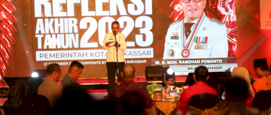Asisten 1 Bidang Pemerintahan dan Kesra Setda Sulsel, Muhammmad Rasyid, menyampaikan apresiasi terhadap Pemkot Makassar dalam acara Refleksi Akhir Tahun yang digelar di Four Points by Sheraton Makassar pada Rabu  27 Desember 2023.