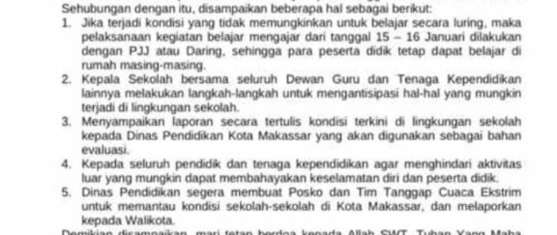 Surat edaran Dinas Pendidikan Kota Makassar. Surat edaran Dinas Pendidikan Kota Makassar.