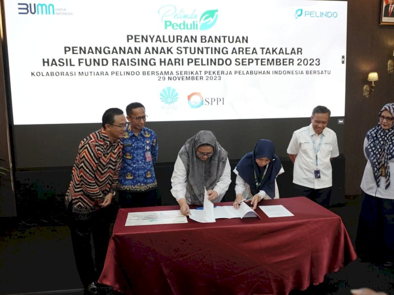 BKKBN Sulsel - Pelindo Teken MoU Penyaluran Bantuan Penanganan Stunting di Takalar