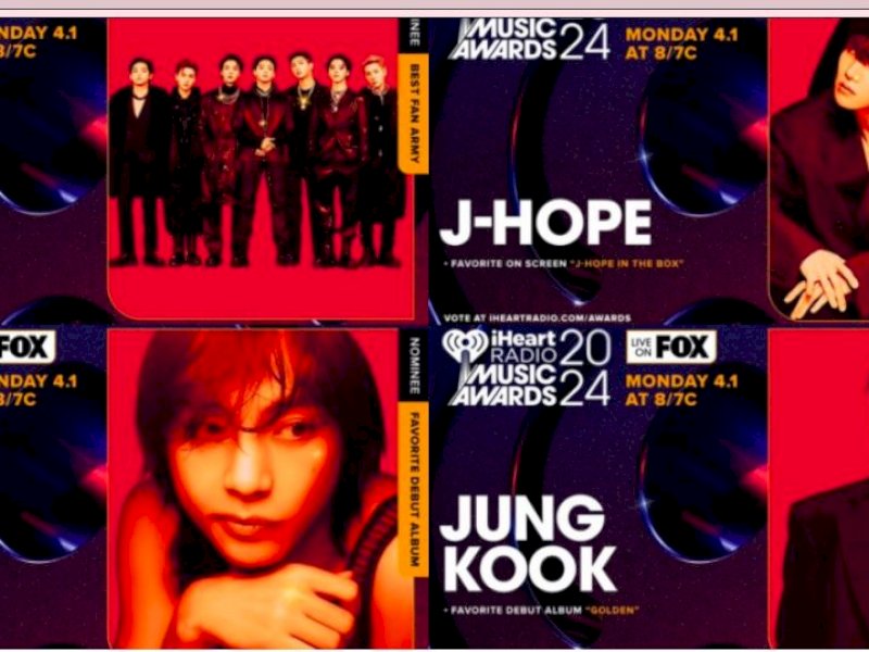 JHope, Jongkook, dan V Masuk Nominasi iHeartRadio Music Award