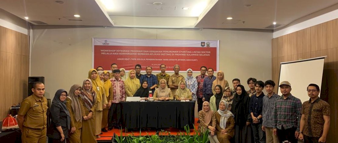 DP3A-Dalduk KB Sulsel bersama USAID Erat menggelar Workshop Integrasi Program dan Kebijakan Penurunan Stunting di Hotel Ibis, kemarin, Selasa, 30 Januari 2024. 